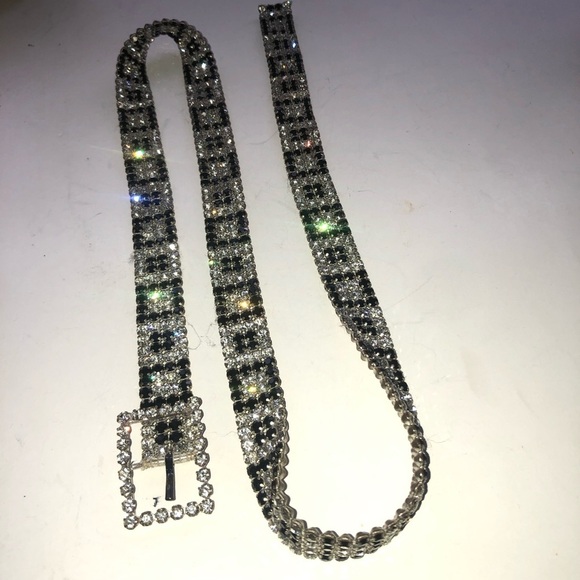 Dazzling black and silver Rhinestone Belt with Buckle 34” long. Get your bling! - Picture 6 of 7
